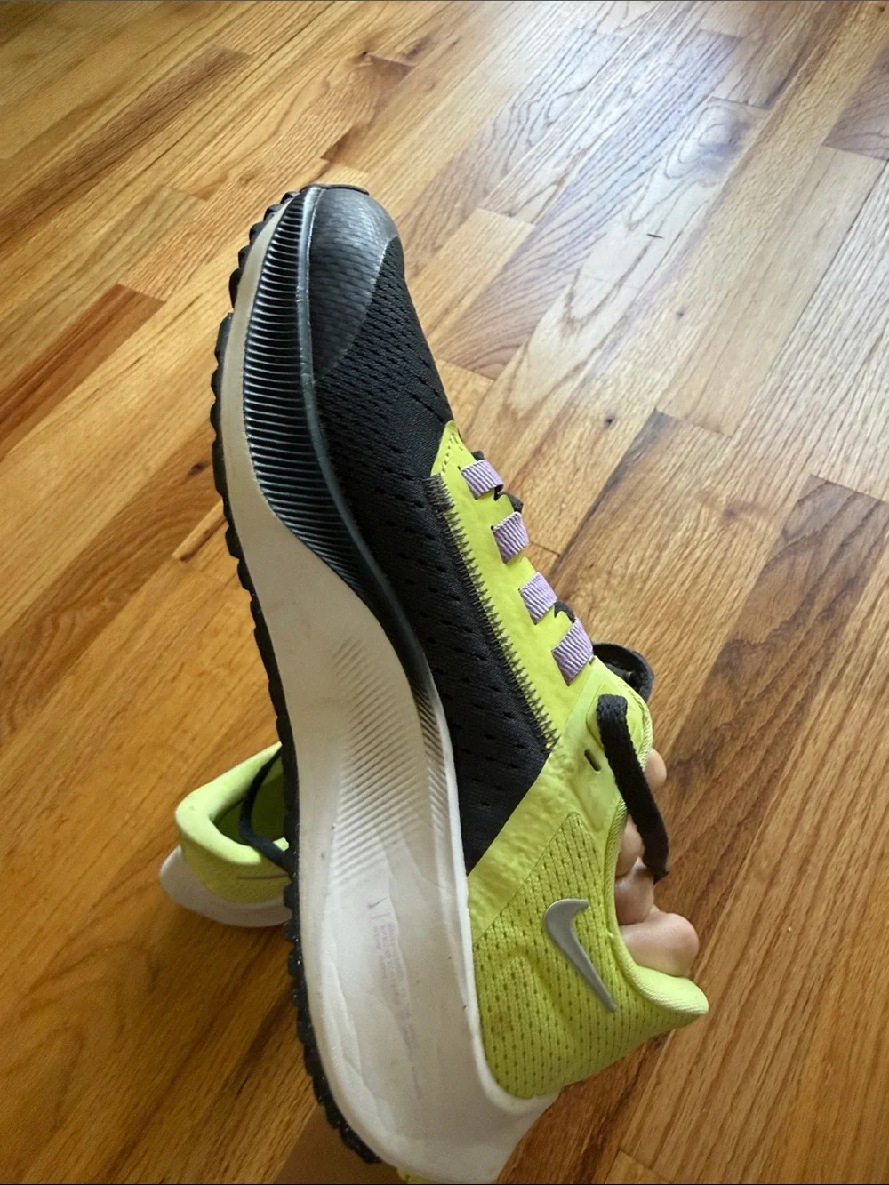 Nike Kids Air Zoom Pegasus 38 GS Black and Neon Green Athletic Shoes
